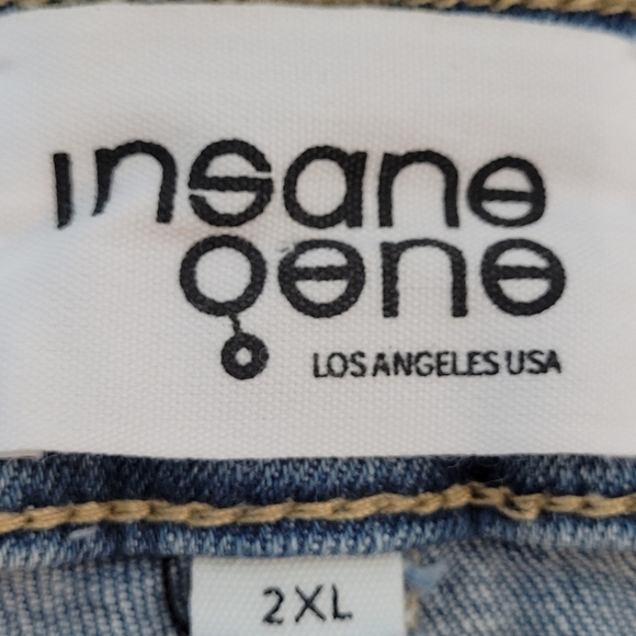 Insane Gene Plus Size High-Rise Button Fly Distressed Girlfriend Jeans - Sz 2XL - Picture 12 of 14